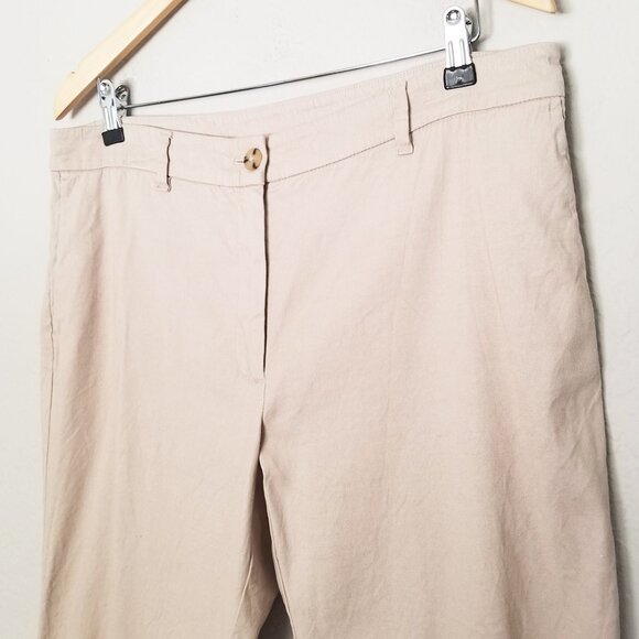 J Jill Linen Stretch Straight-Leg Cropped Trousers Pants Size 14 Flax Beige Tan - Picture 6 of 14